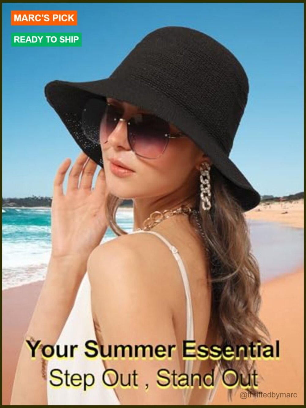 Hand Woven Straw Bucket Hat UPF 50+ Foldable Travel Sun Hat - Picture 2 of 7